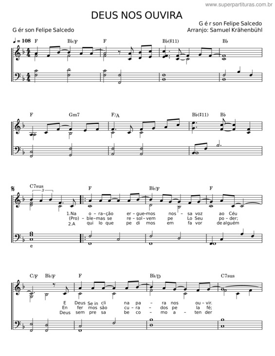 Partitura da música Deus Nos Ouvirá