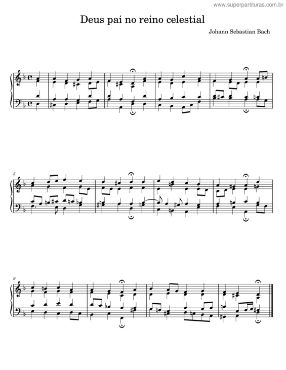 Partitura da música Deus Pai No Reino Celestial – Johann Sebastian Bach