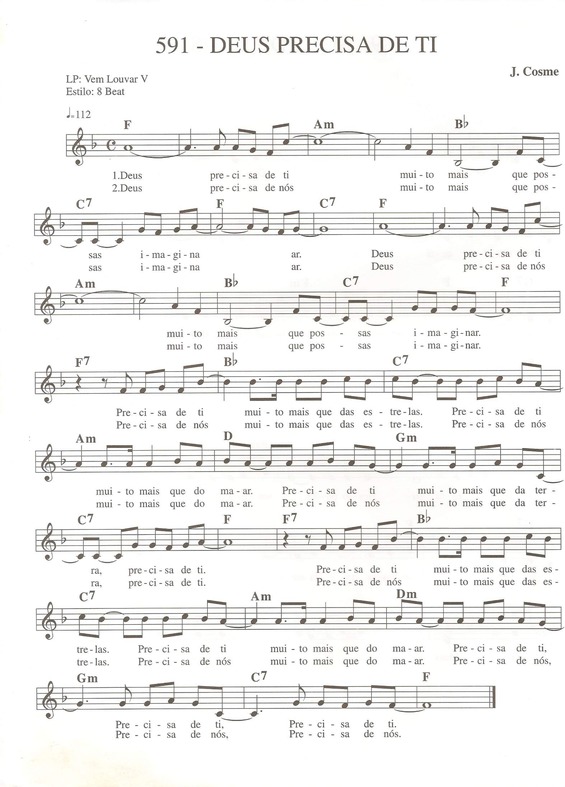 Partitura da música Deus Precisa de Ti