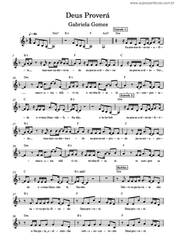 Partitura da música Deus Proverá v.2