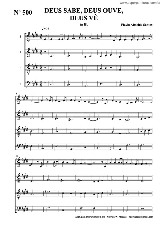 Partitura da música Deus Sabe, Deus Ouve, Deus Vê v.2