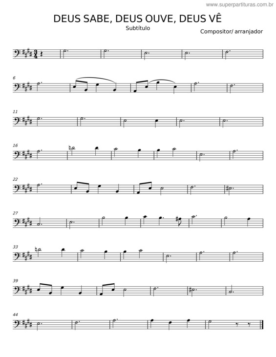 Partitura da música Deus Sabe, Deus Ouve, Deus Vê v.6