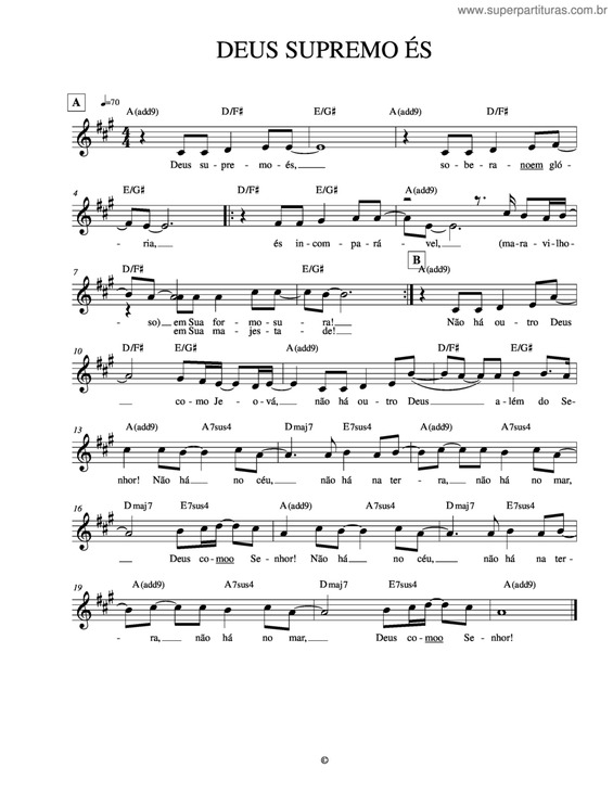 Partitura da música Deus Supremo És v.2