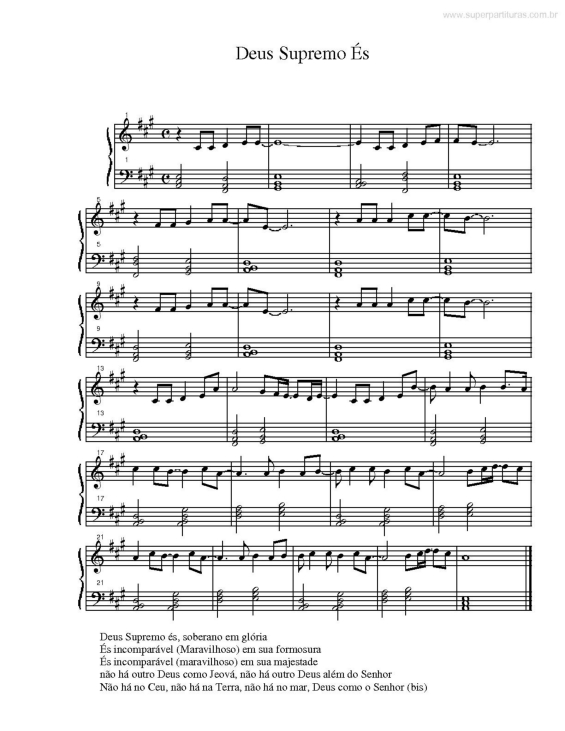 Partitura da música Deus Supremo És