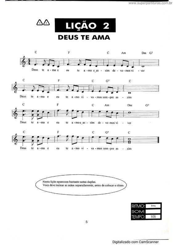 Partitura da música Deus Te Ama v.2