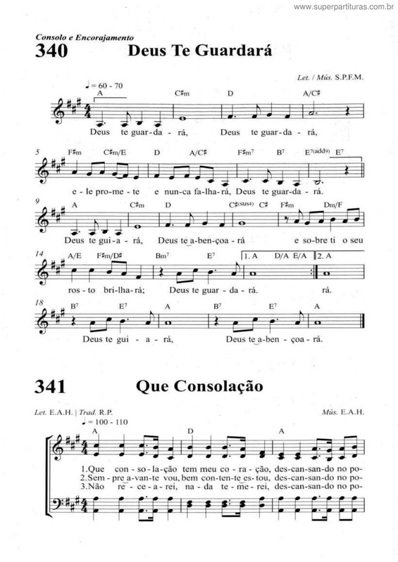 Partitura da música Deus Te Guardará v.2