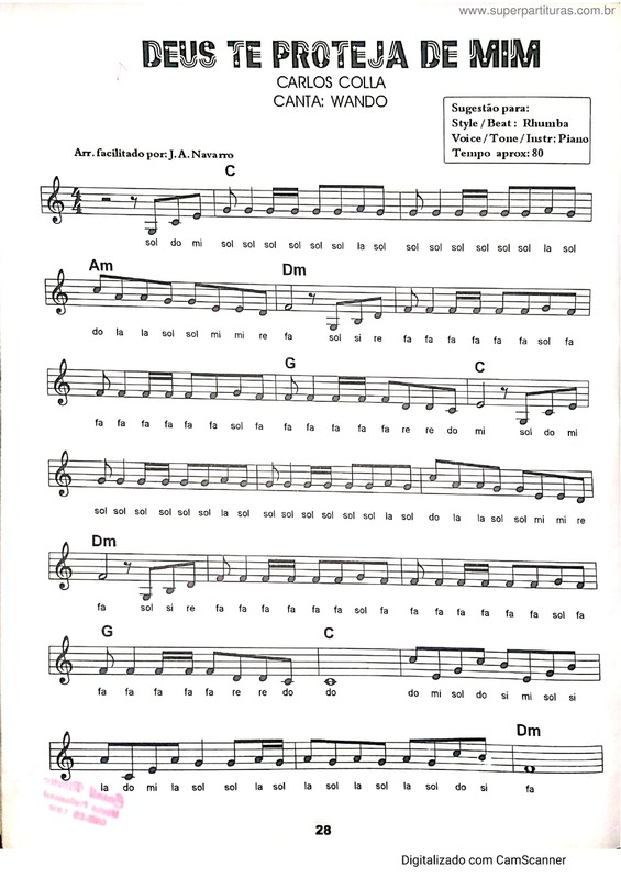 Partitura da música Deus Te Proteja De Mim