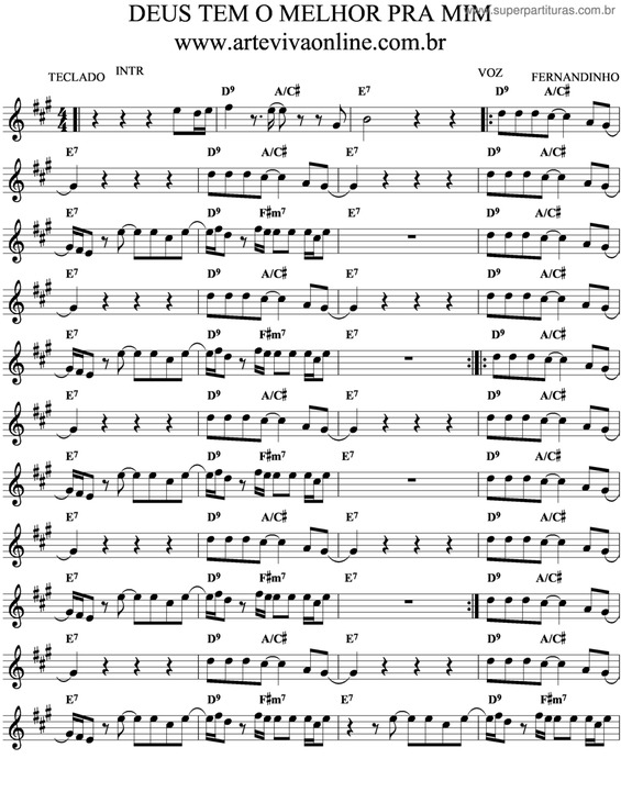 Partitura da música Deus Tem O Melhor Pra Mim