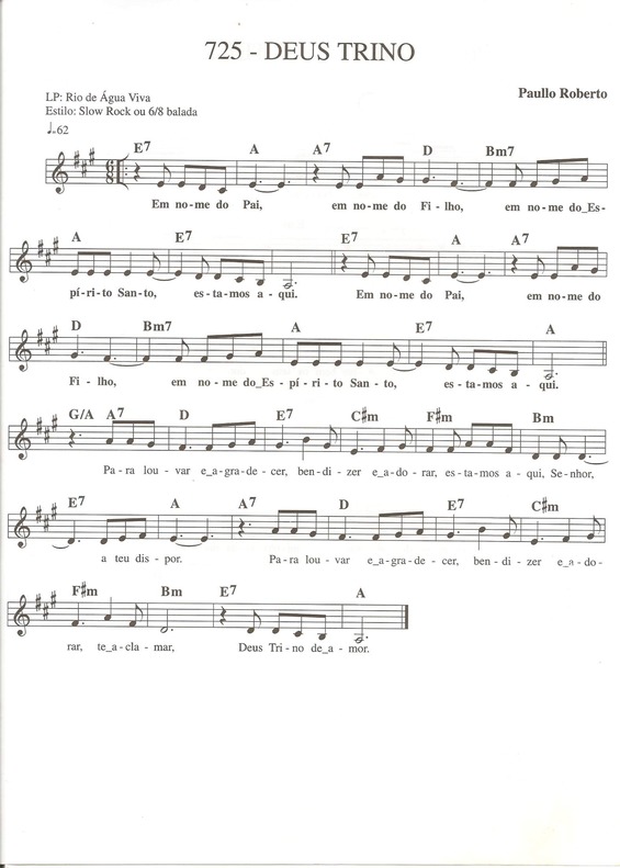 Partitura da música Deus Trino