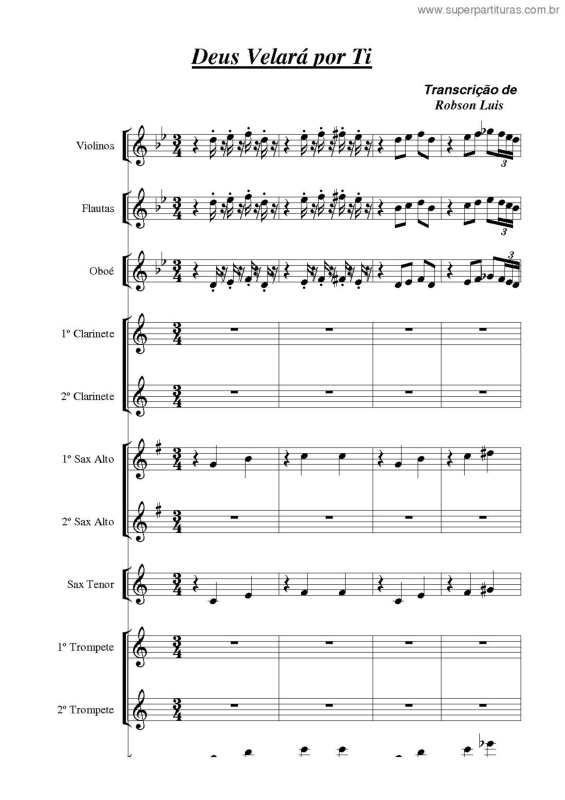 Partitura da música Deus Velará Por Ti - 4 HC