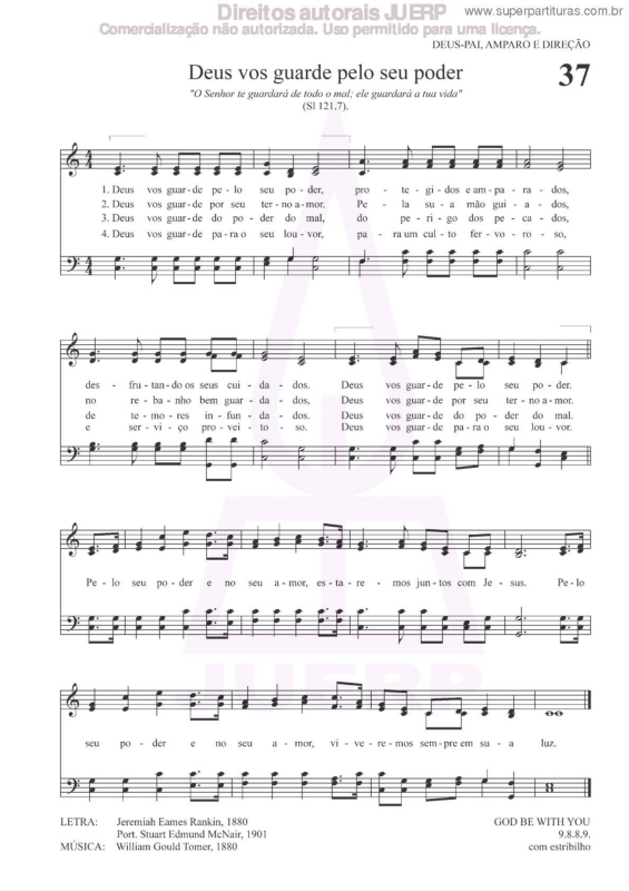 Partitura da música Deus Vos Guarde Pelo Seu Poder - 37 HCC v.2