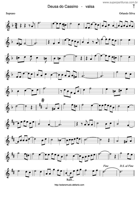 Partitura da música Deusa do Cassino