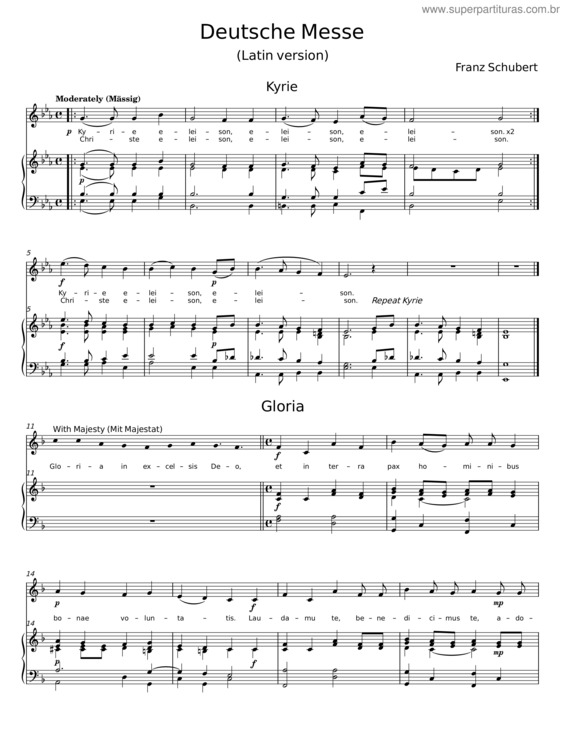 Partitura da música Deutsche Messe – Gloria – Franz Schubert v.2