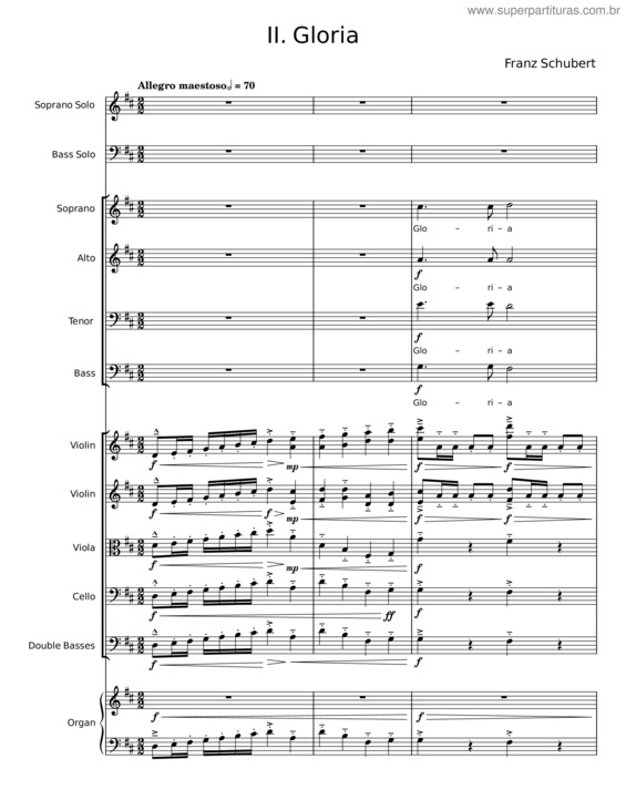 Partitura da música Deutsche Messe – Gloria – Franz Schubert