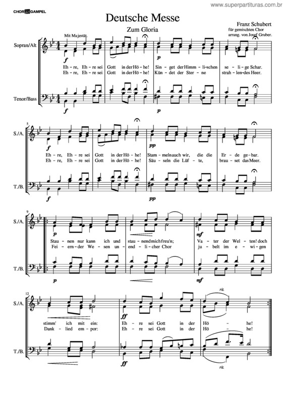 Partitura da música Deutsche Messe Gloria