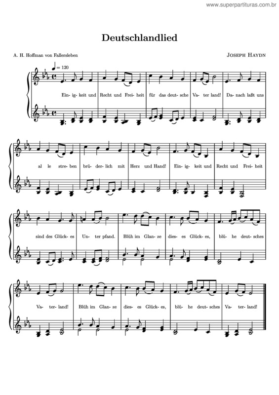 Partitura da música Deutschlandlied