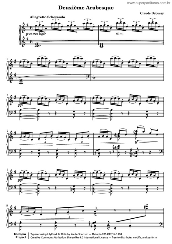 Partitura da música Deux arabesques v.3