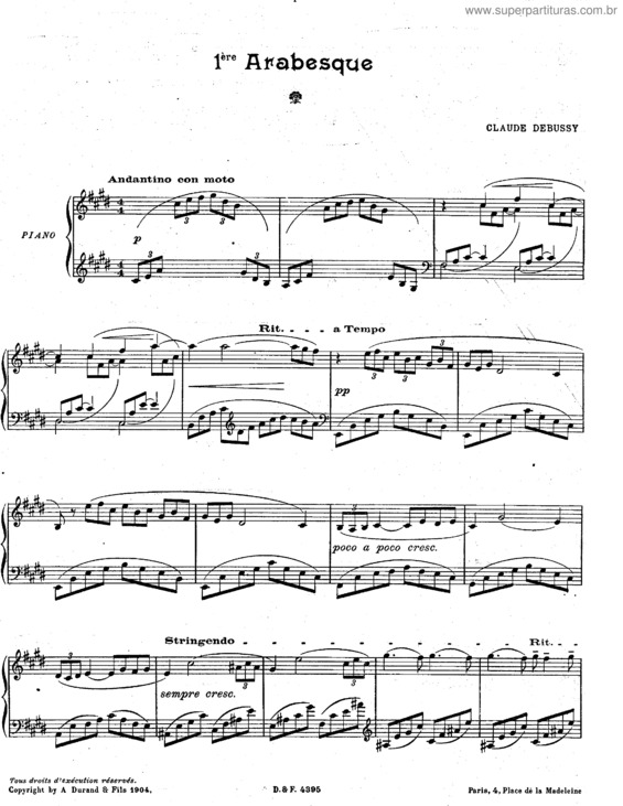 Partitura da música Deux arabesques