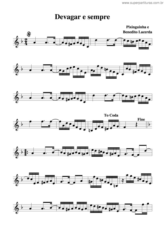 Partitura da música Devagar E Sempre