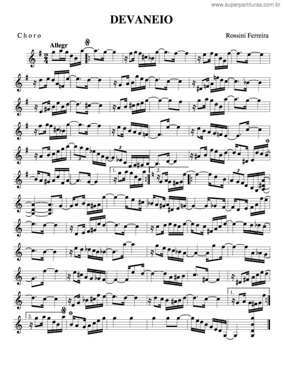 Partitura da música Devaneio v.2