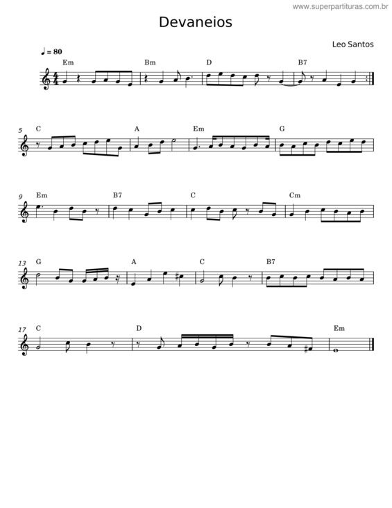 Partitura da música Devaneios – Leo Santos