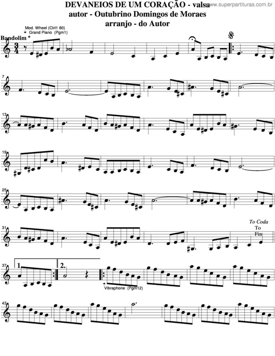 Partitura da música Devaneios De Um Coração v.3