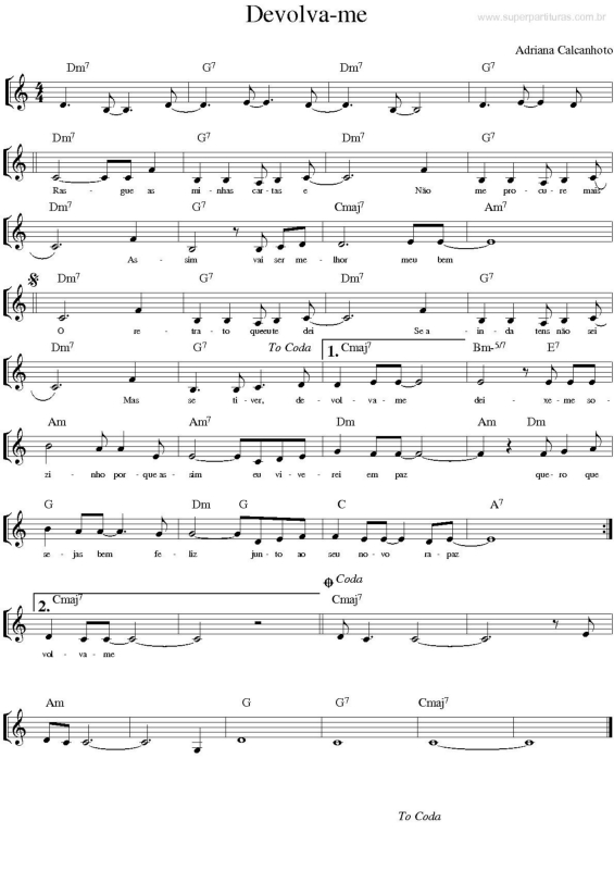 Partitura da música Devolva-me v.2