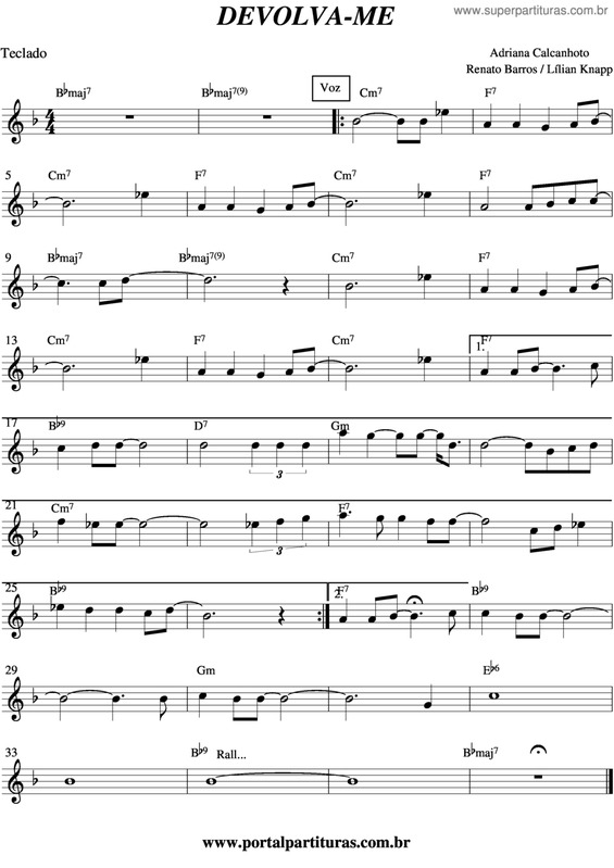 Partitura da música Devolva-Me v.9