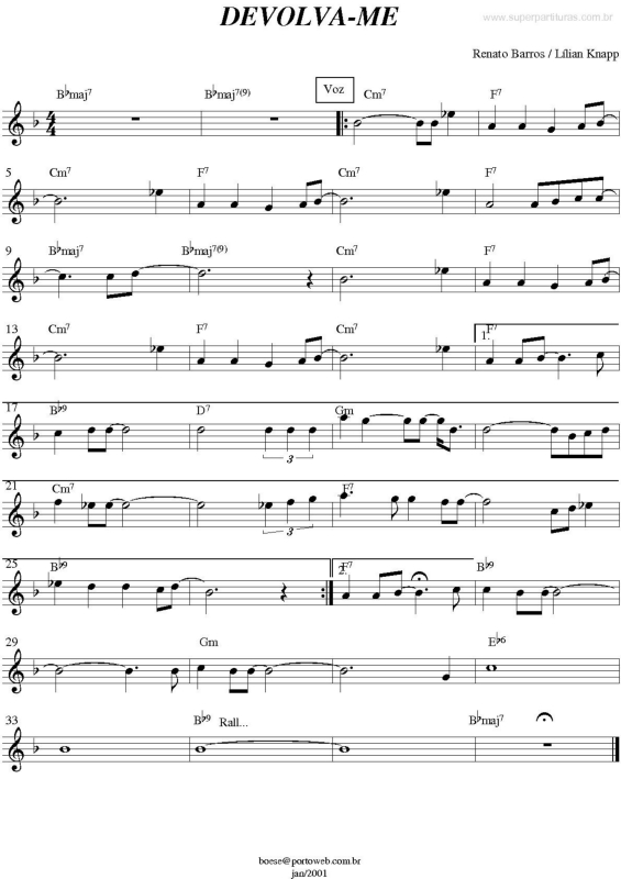 Partitura da música Devolva-me