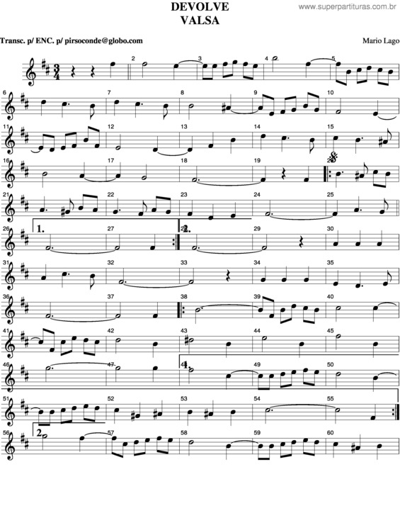 Partitura da música Devolve v.2