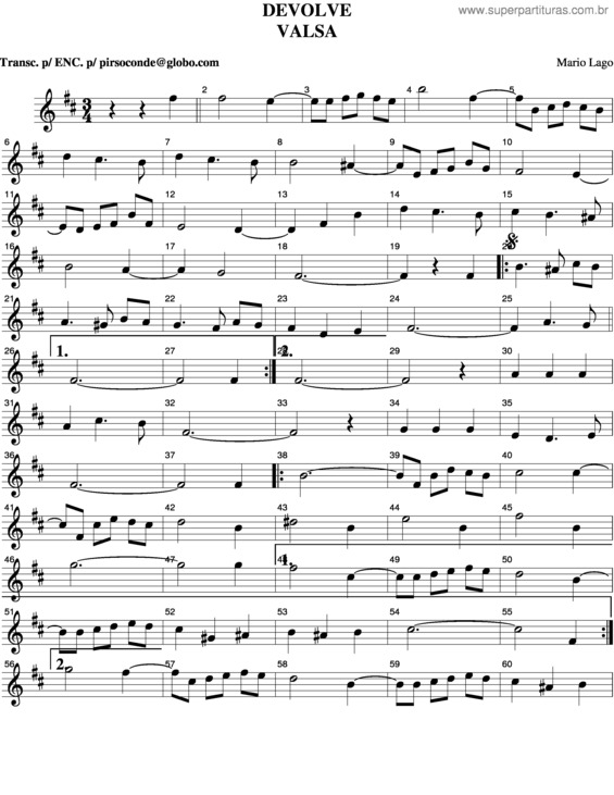 Partitura da música Devolve v.2