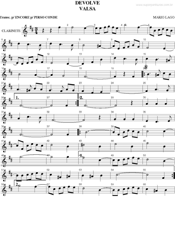 Partitura da música Devolve