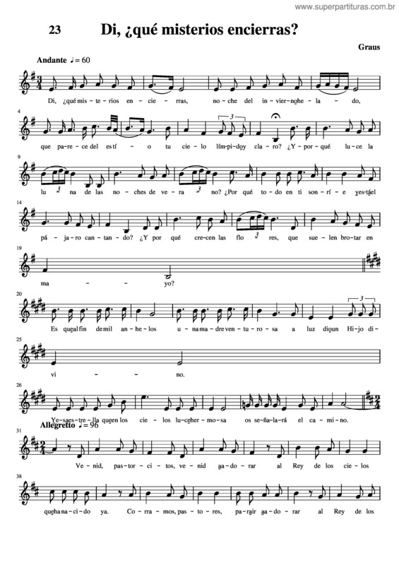 Partitura da música Di, ¿Qué Misterios Encierras?