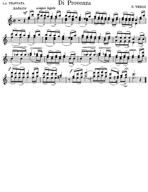 Partitura da música Di Provenza