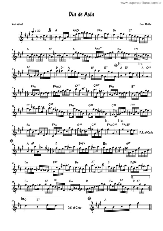Partitura da música Dia De Aula