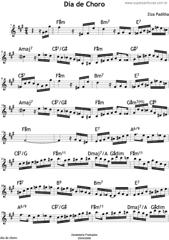 Partitura da música Dia De Choro