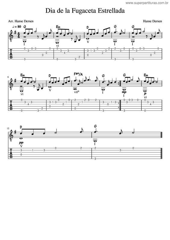 Partitura da música Dia De La Fugaceta Estrellada