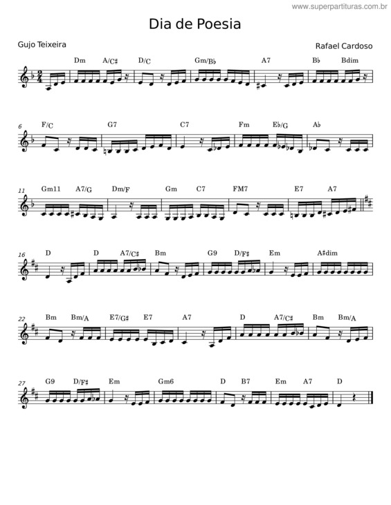 Partitura da música Dia De Poesia