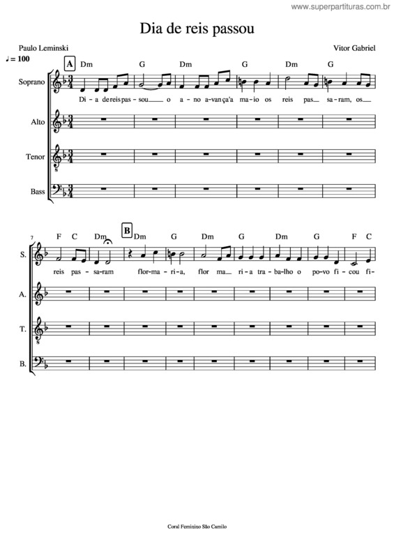 Partitura da música Dia De Reis Passou