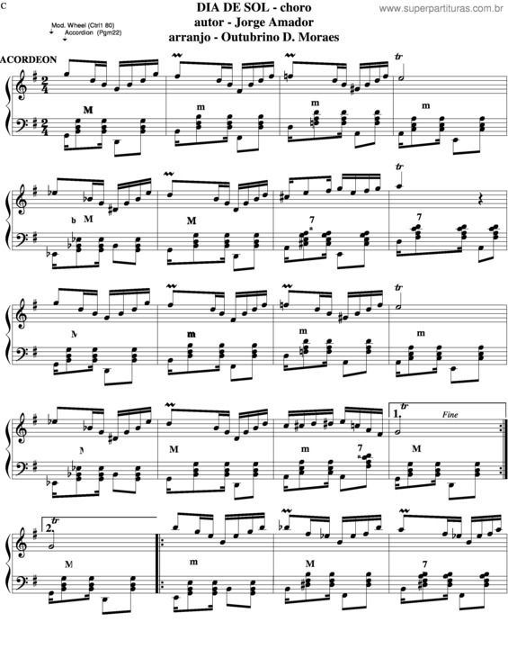 Partitura da música Dia De Sol v.2