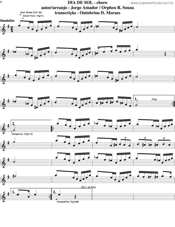 Partitura da música Dia De Sol v.3