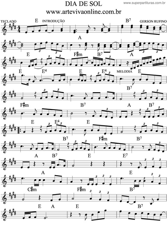 Partitura da música Dia De Sol v.5