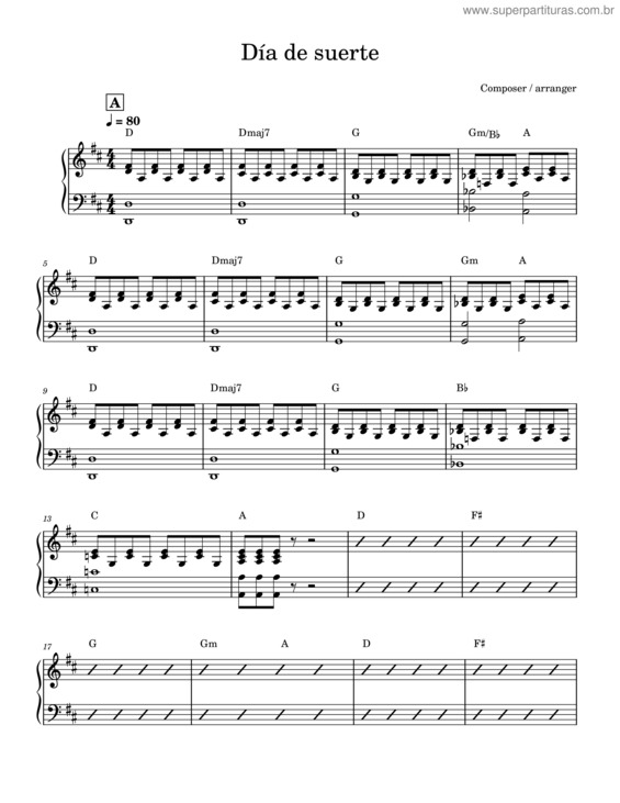 Partitura da música Día De Suerte