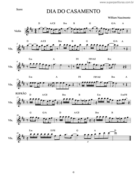 Partitura da música Dia Do Casamento