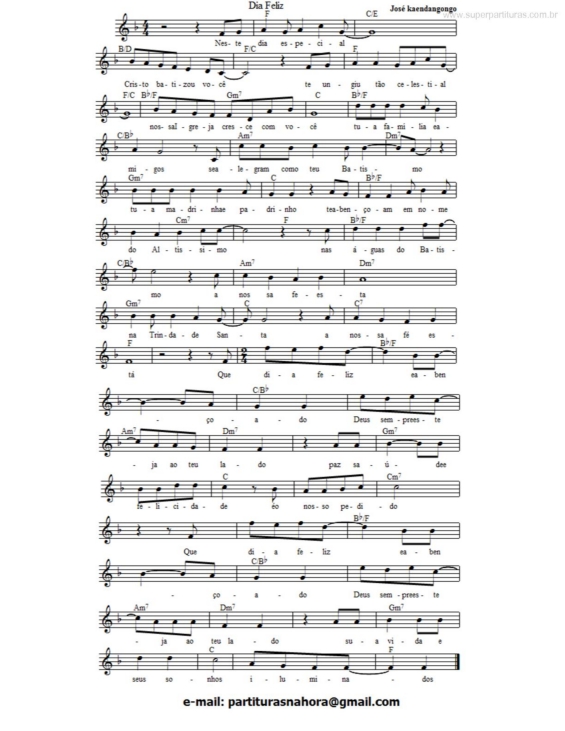 Partitura da música Dia Feliz