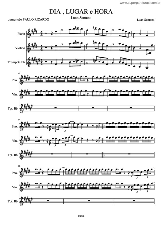 Partitura da música Dia Lugar E Hora