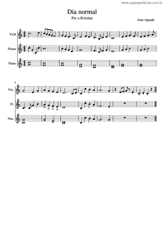 Partitura da música Dia Normal