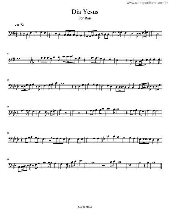 Partitura da música Dia Yesus