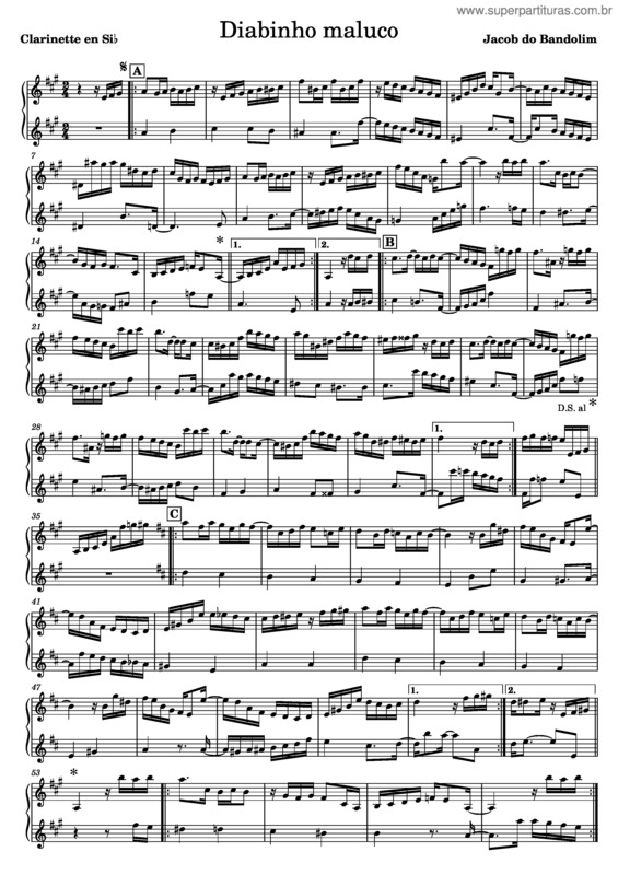Partitura da música Diabinho Maluco Diabinho Maluco–Clar–Sib