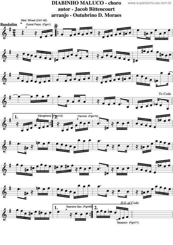 Partitura da música Diabinho Maluco v.3